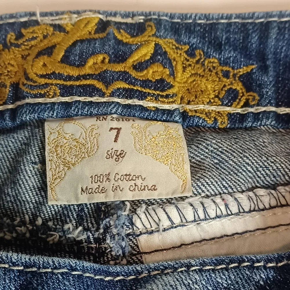Lola Jean Shorts Womens 7‎ Y2K Roll Up Cuffs Pockets Mom Jeans